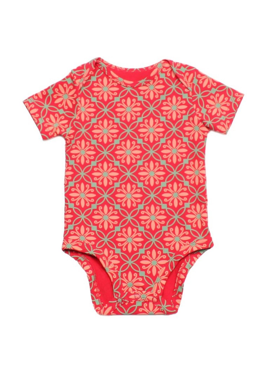 Matching Sets moleyapparels | Peranakan Inspired Print Baby Romper Red