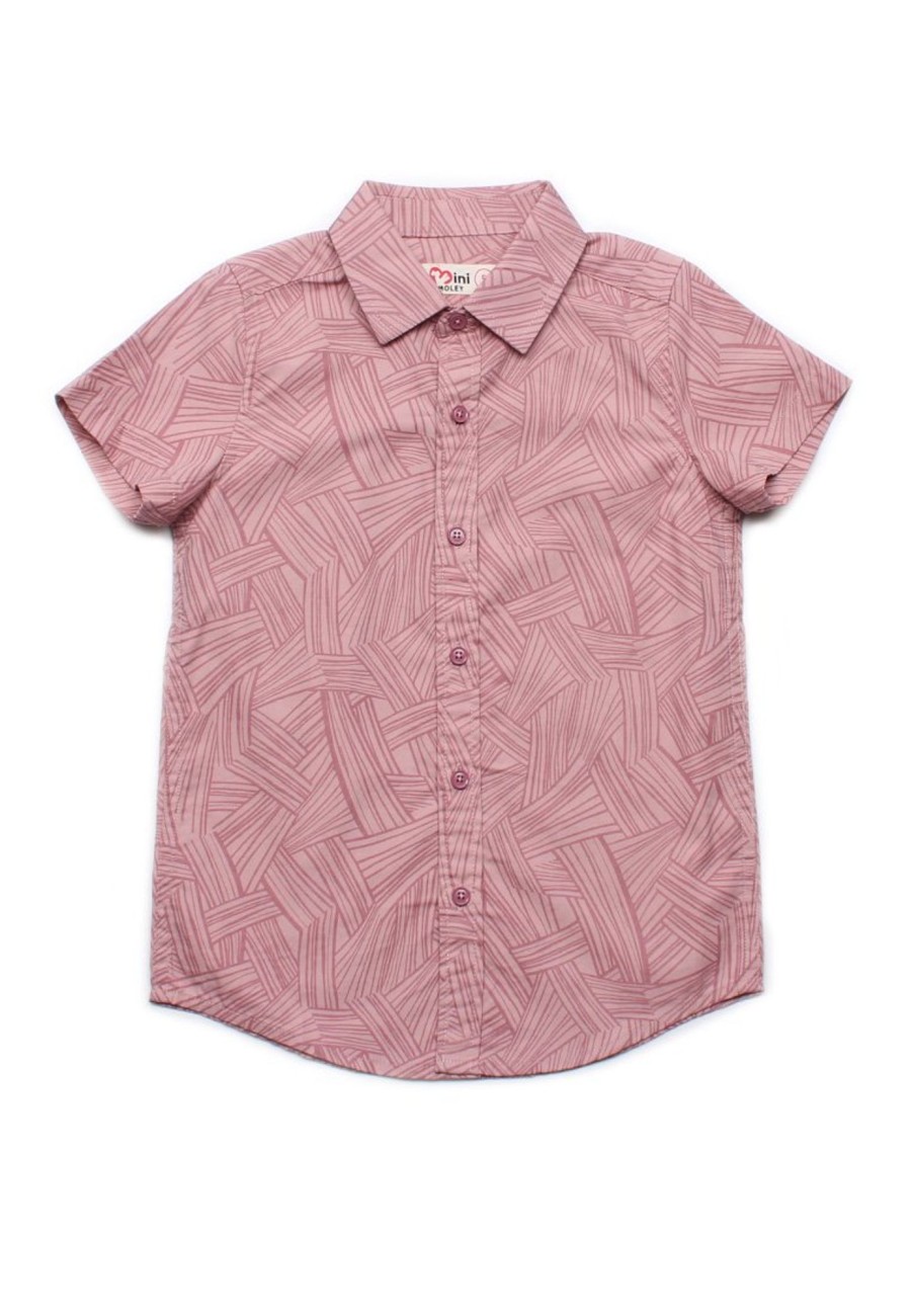 Matching Sets moleyapparels | Weave Print Short Sleeve Shirt Pink (Boy'S Shirt)