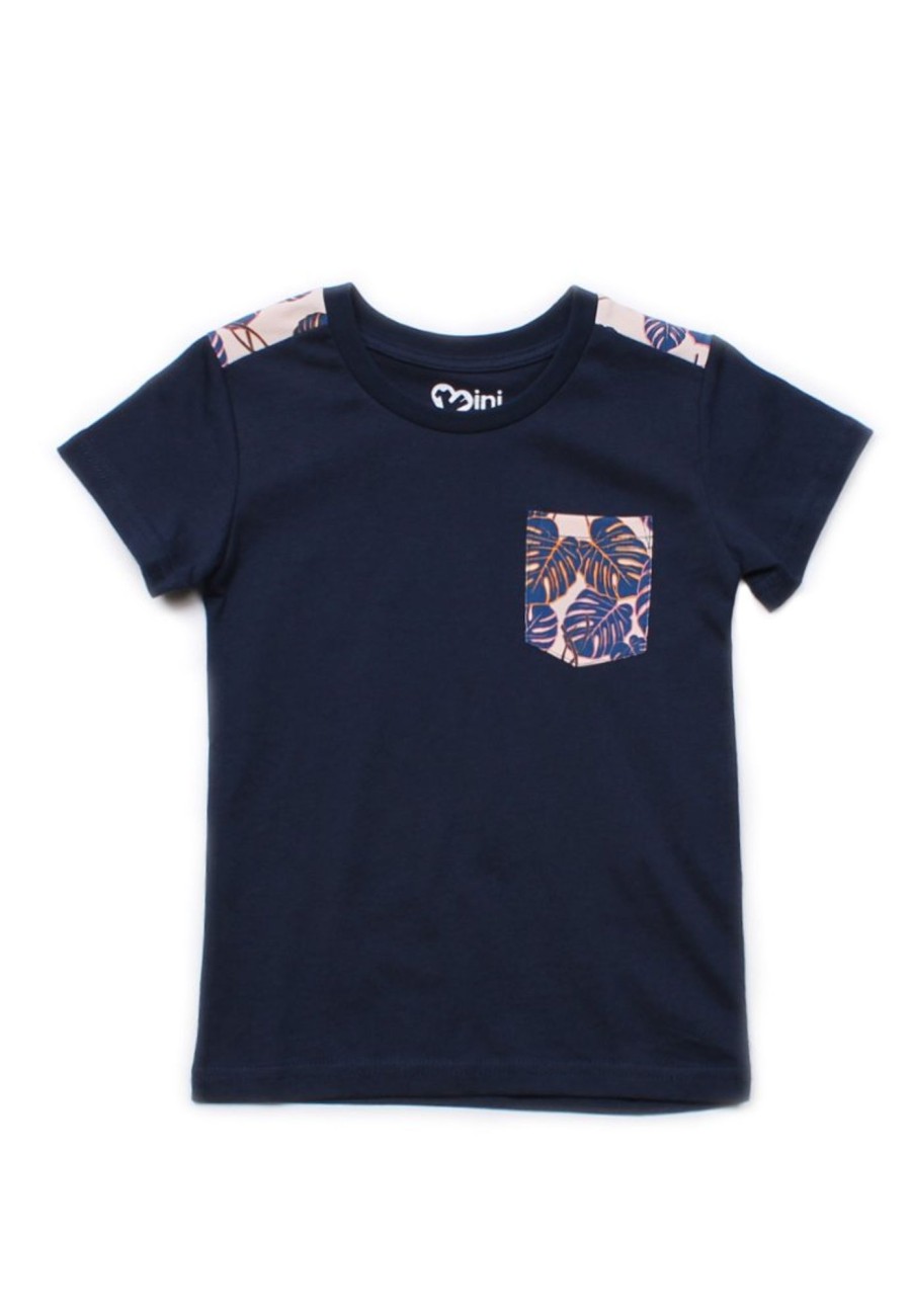 Boys moleyapparels | Neon Botanical Print T-Shirt Navy (Boy'S T-Shirt)