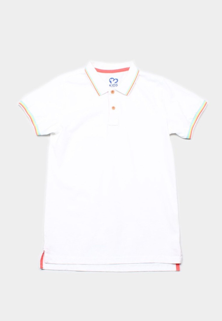 Boys moleyapparels | Tri Tipped Polo T-Shirt White (Boy'S T-Shirt)