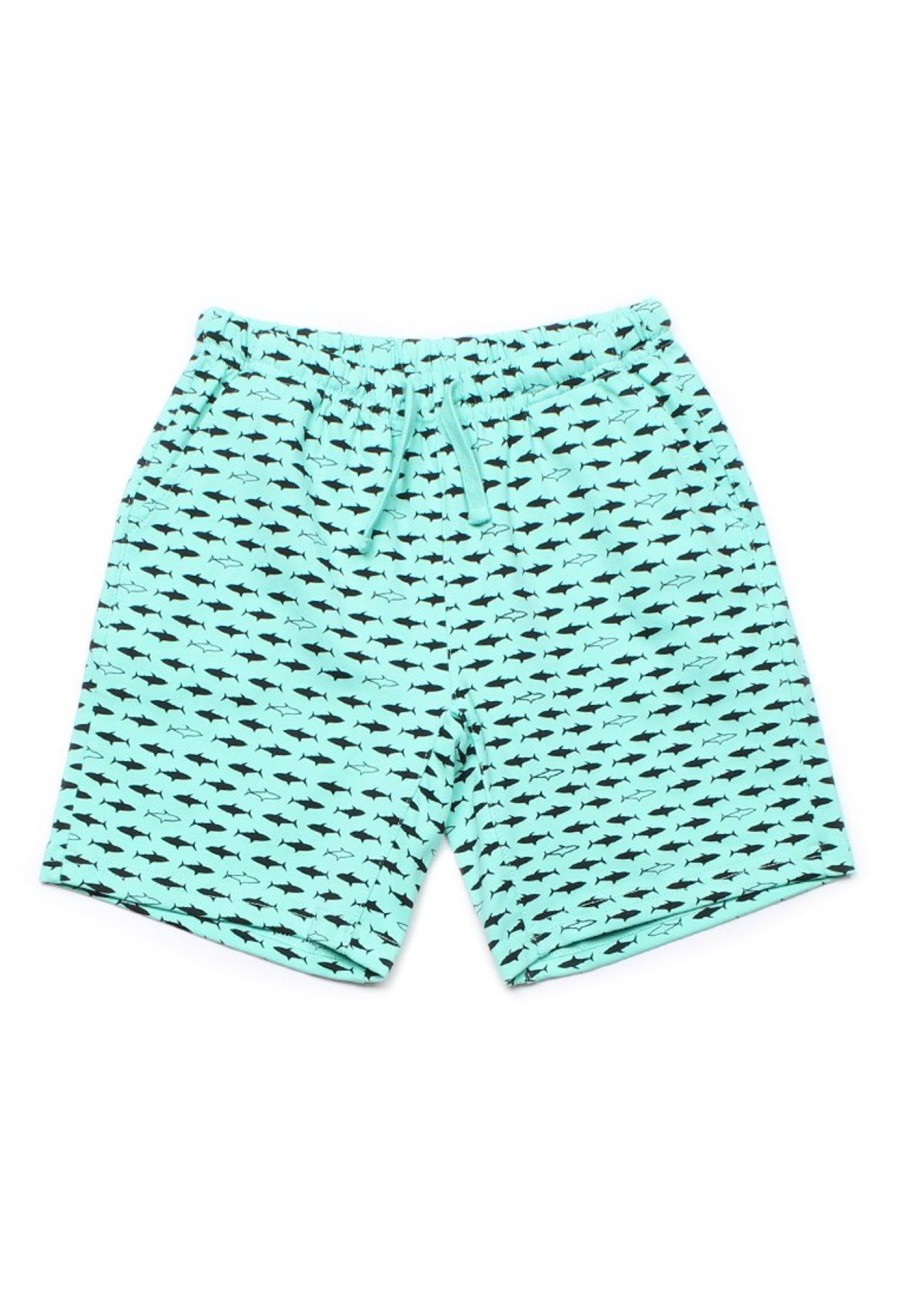 Boys moleyapparels | Shark Prints Drawstring Shorts Cyan (Boy'S Shorts)