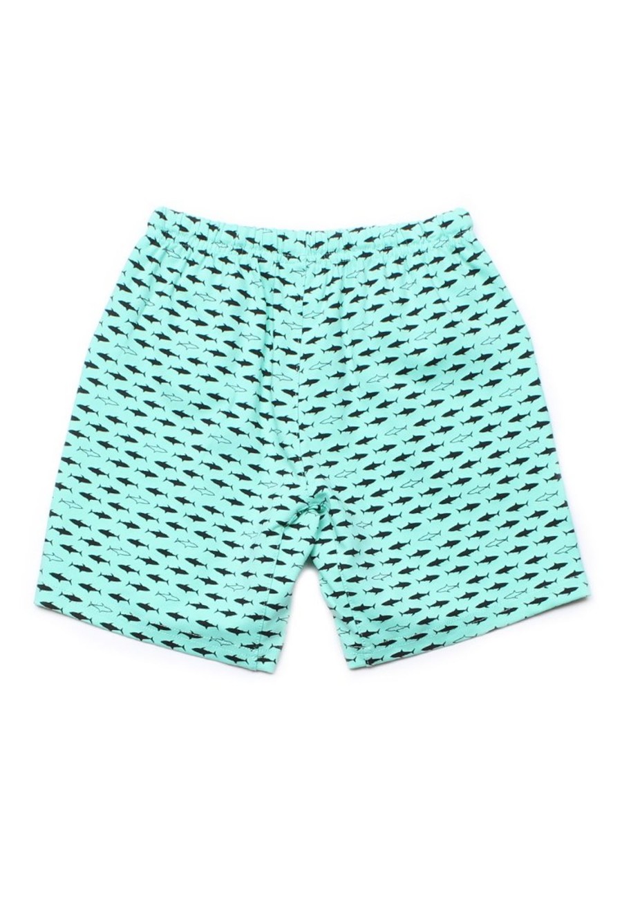 Boys moleyapparels | Shark Prints Drawstring Shorts Cyan (Boy'S Shorts)