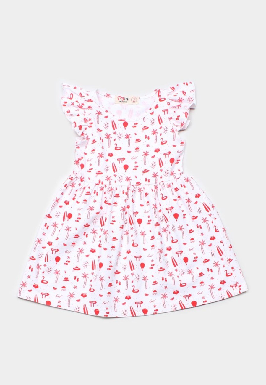 Matching Sets moleyapparels | Sunny Island Print Dress White (Girl'S Dress)