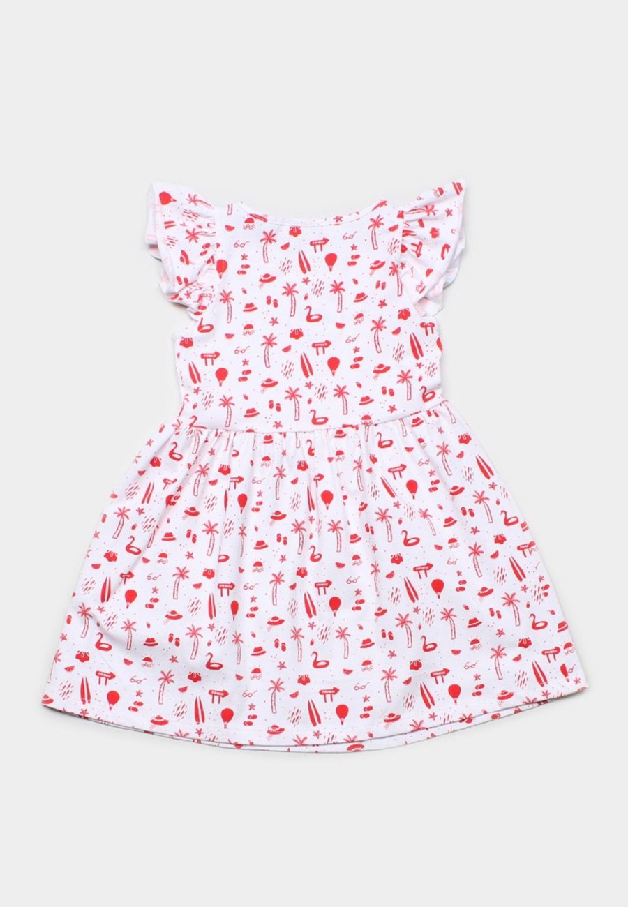 Matching Sets moleyapparels | Sunny Island Print Dress White (Girl'S Dress)