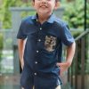 Matching Sets moleyapparels | Camo Detailed Premium Short Sleeve Shirt Navy (Boy'S Shirt)