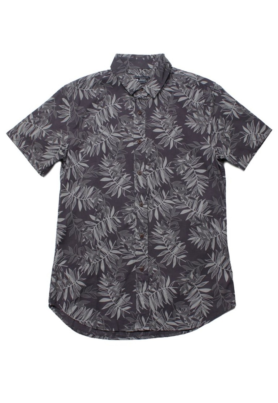 Matching Sets moleyapparels | Tropical Print Short Sleeve Shirt Grey (Men'S Shirt)