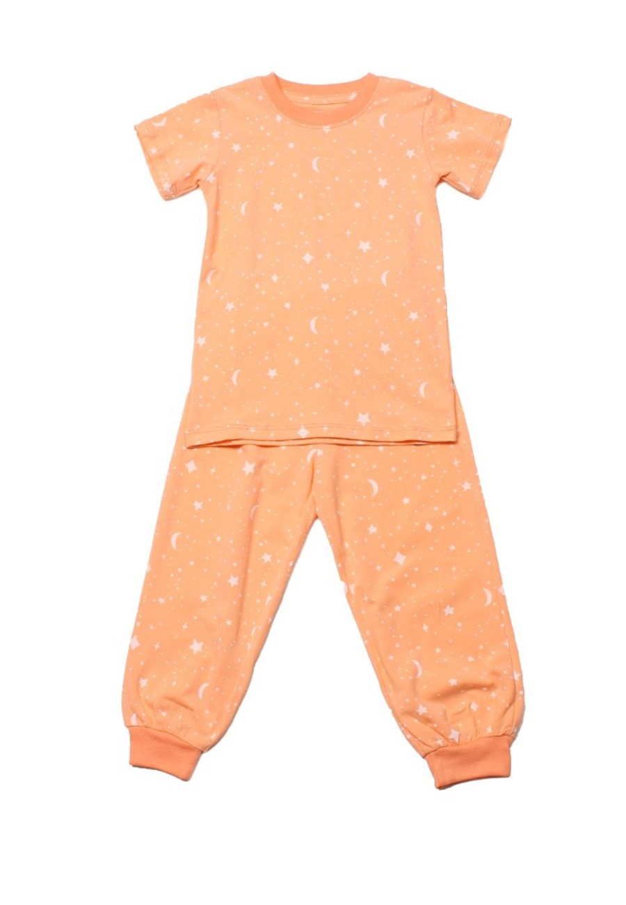 Kids Pyjamas moleyapparels | Starry Night Print Pyjamas Set Orange (Kids' Pyjamas)