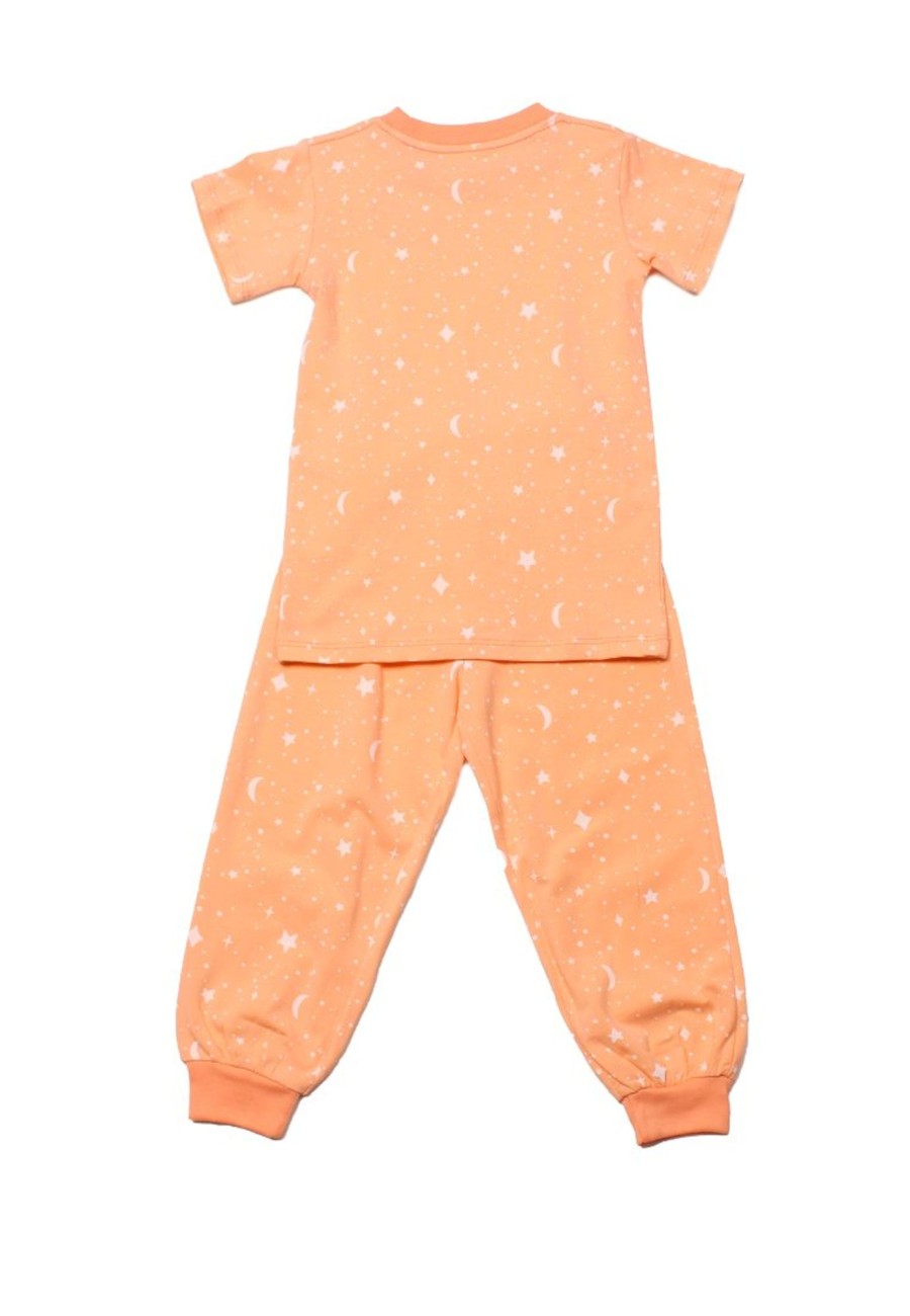 Kids Pyjamas moleyapparels | Starry Night Print Pyjamas Set Orange (Kids' Pyjamas)