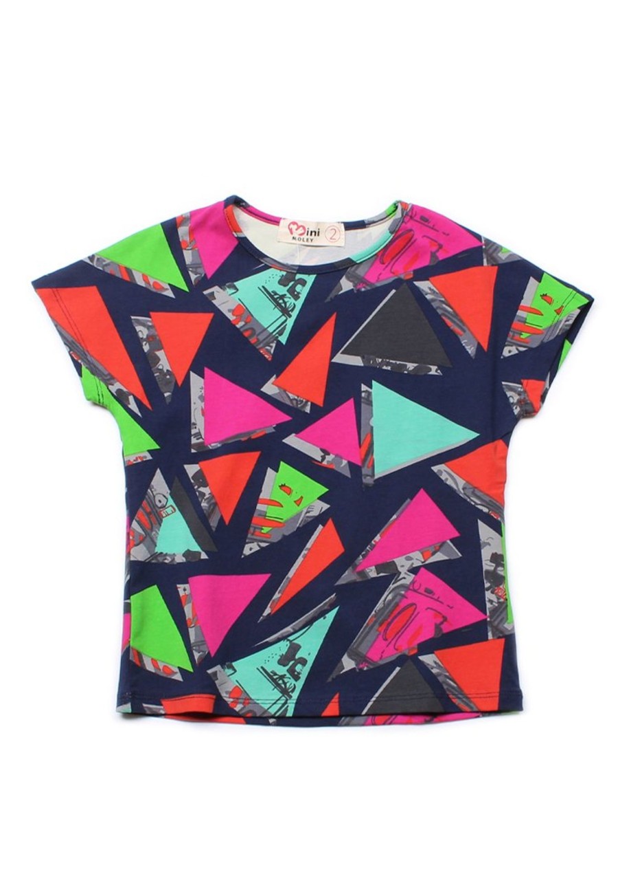 Matching Sets moleyapparels | Art Triangles Print T-Shirt Navy (Girl'S Top)