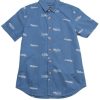 Men moleyapparels | Wave Print Short Sleeve Shirt Blue (Men'S Shirt)