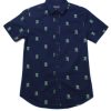 Matching Sets moleyapparels | Bamboo Print Short Sleeve Shirt Navy (Men'S Shirt)