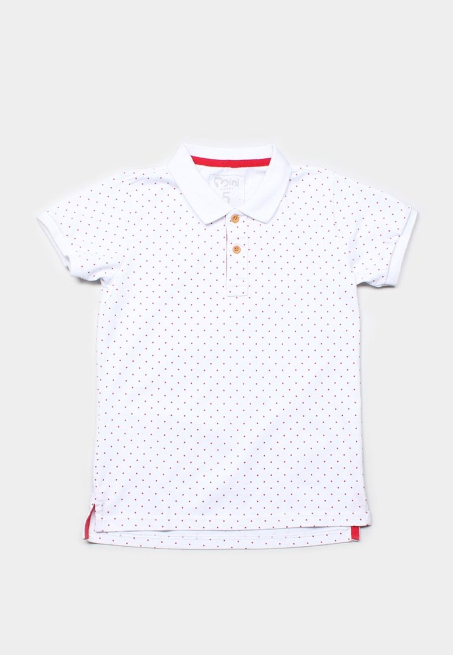 Matching Sets moleyapparels | Polka Dot Polo T-Shirt White (Boy'S T-Shirt)