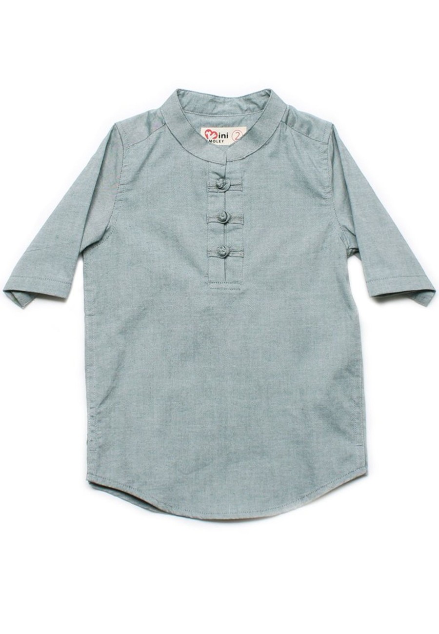 Boys moleyapparels | Oriental Style 3/4 Sleeve Shirt Green (Boy'S Shirt)