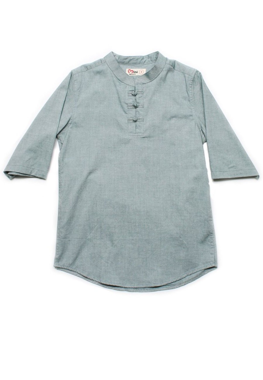 Boys moleyapparels | Oriental Style 3/4 Sleeve Shirt Green (Boy'S Shirt)