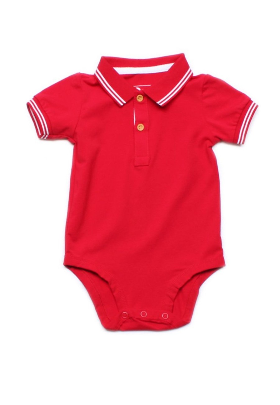 Matching Sets moleyapparels | Twin Tipped Polo Romper Red (Baby Romper)