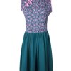 Ladies moleyapparels | Floral Patterned Print Cheongsam Inspired Dress Turquoise (Ladies' Dress)