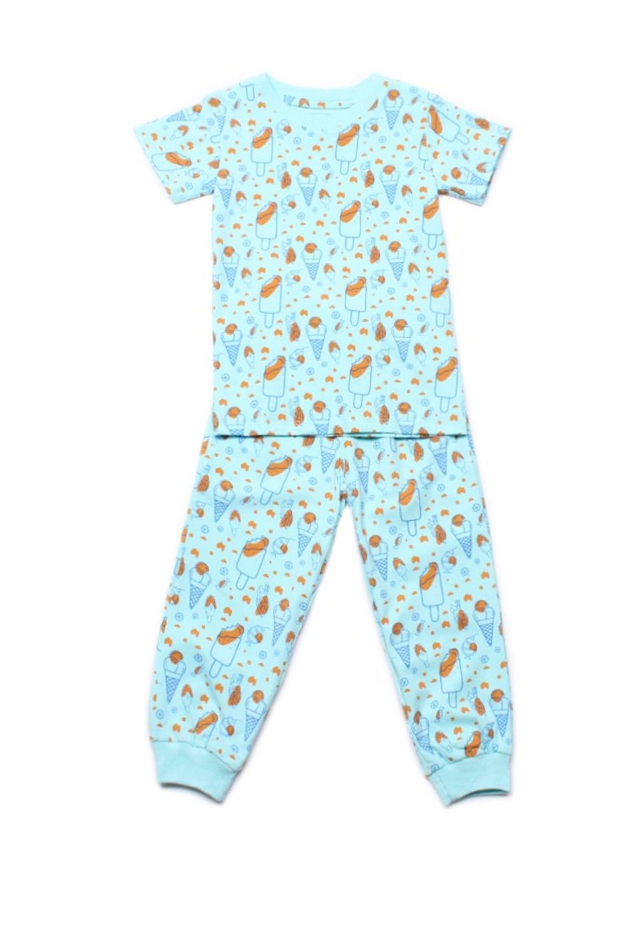 Kids Pyjamas moleyapparels | Ice Cream Print Pyjamas Set Blue (Kids' Pyjamas)