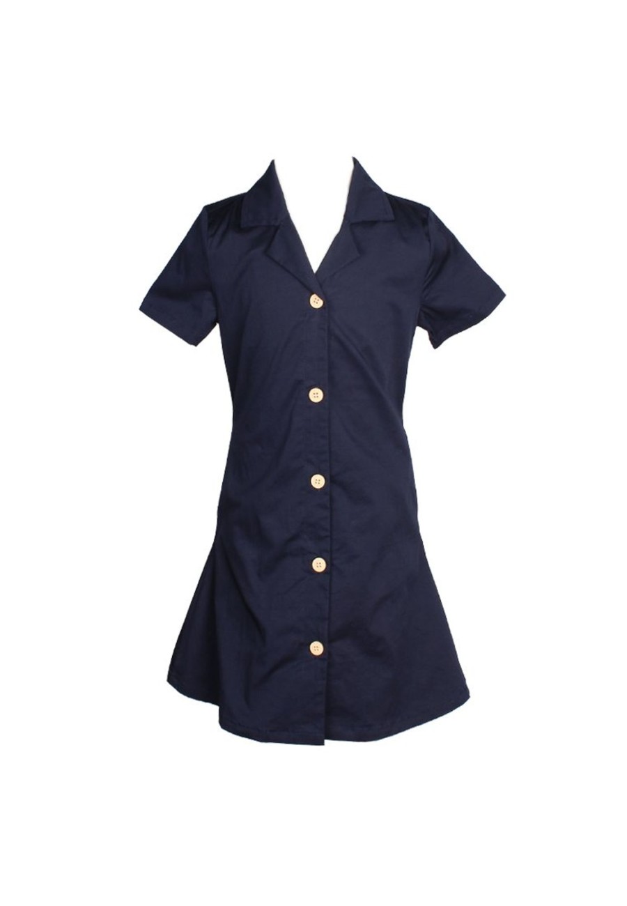 Matching Sets moleyapparels | Classic Cotton Twill Button Down Girl'S Dress Navy