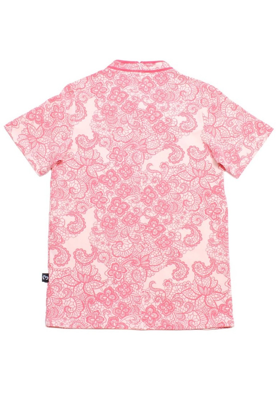 Matching Sets moleyapparels | Lace Print Cheongsam Inspired Ladies' Blouse Pink