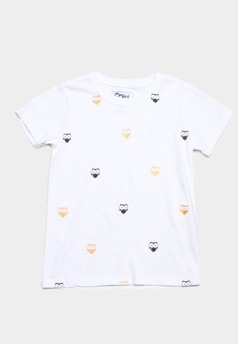 Matching Sets moleyapparels | Owl Print T-Shirt White (Boy'S T-Shirt)