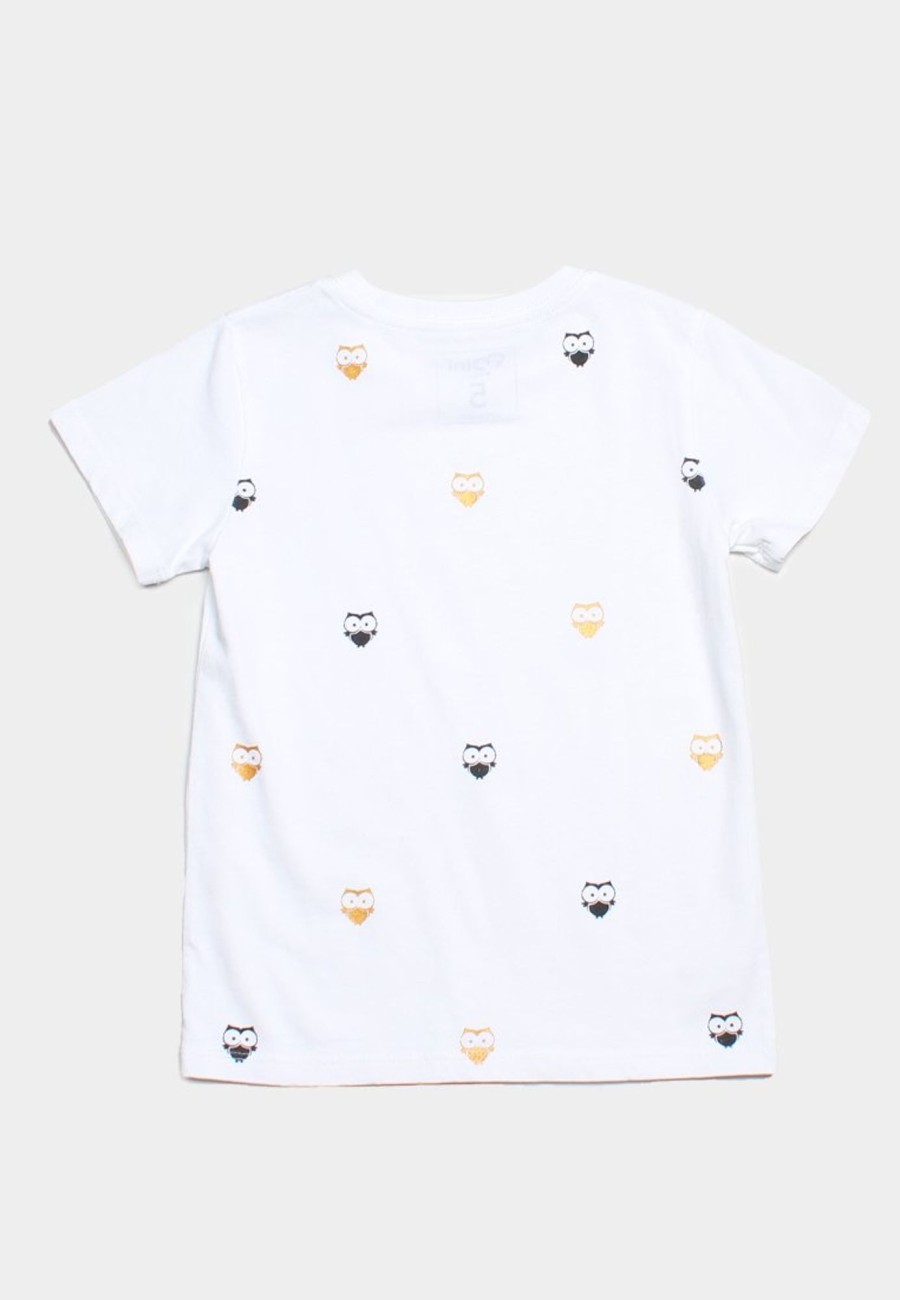 Matching Sets moleyapparels | Owl Print T-Shirt White (Boy'S T-Shirt)