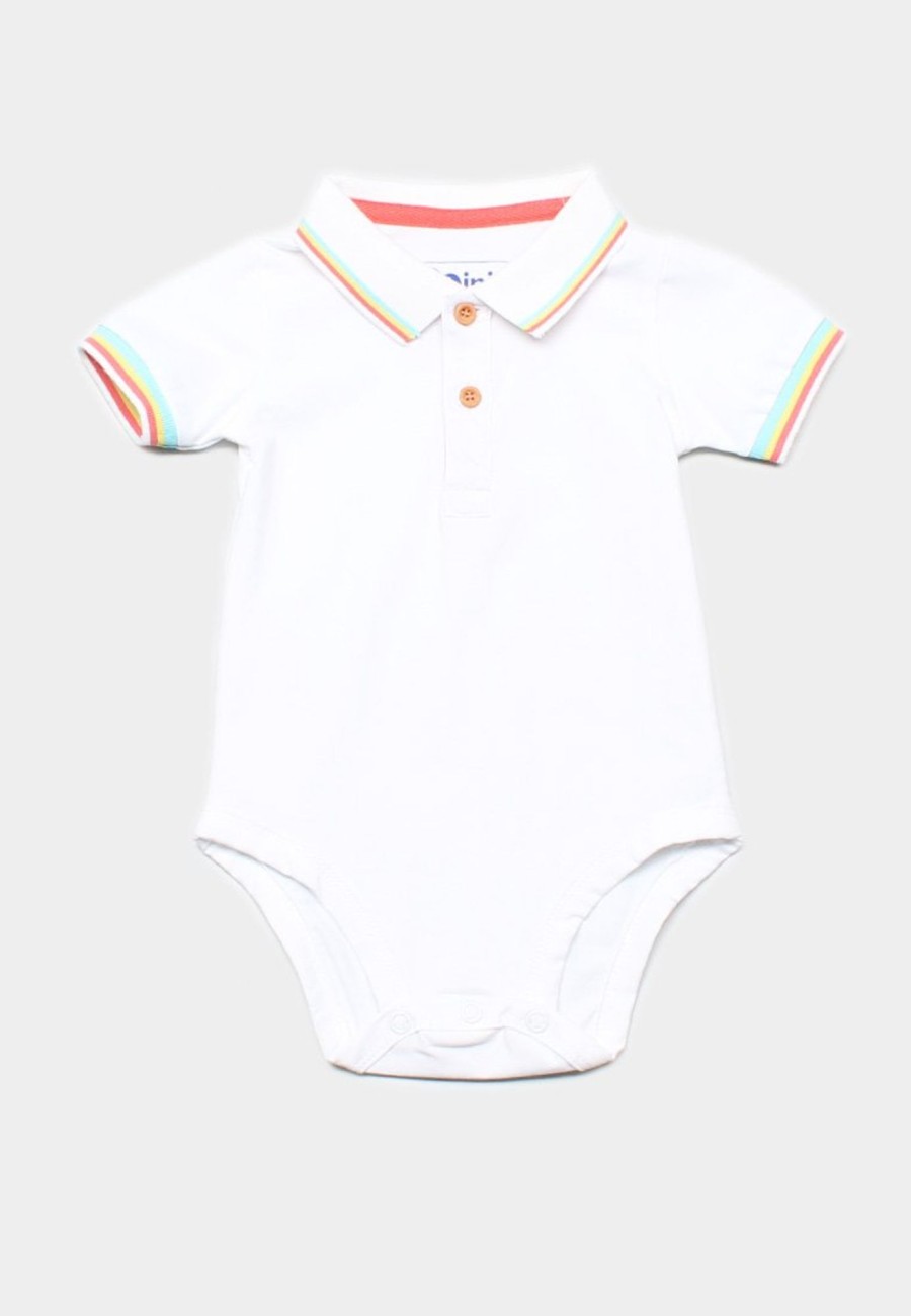 Babies moleyapparels | Tri Tipped Polo Romper White (Baby Romper)