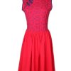 Ladies moleyapparels | Floral Patterned Print Cheongsam Inspired Dress Red (Ladies' Dress)