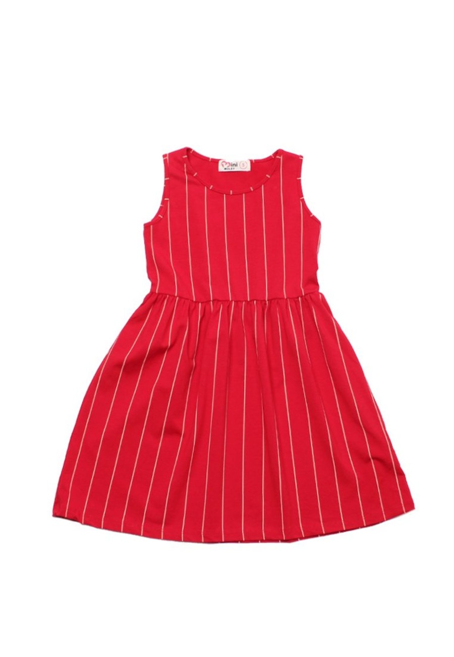 Matching Sets moleyapparels | Baseball Stripes Dress Red (Girl'S Dress)