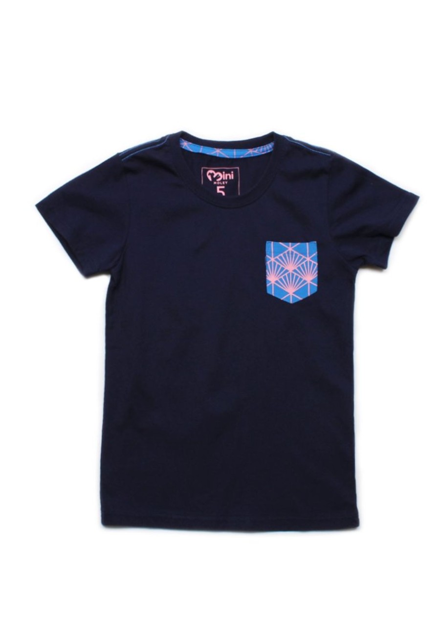 Matching Sets moleyapparels | Japanese Sunray Pocket T-Shirt Navy (Boy'S T-Shirt)