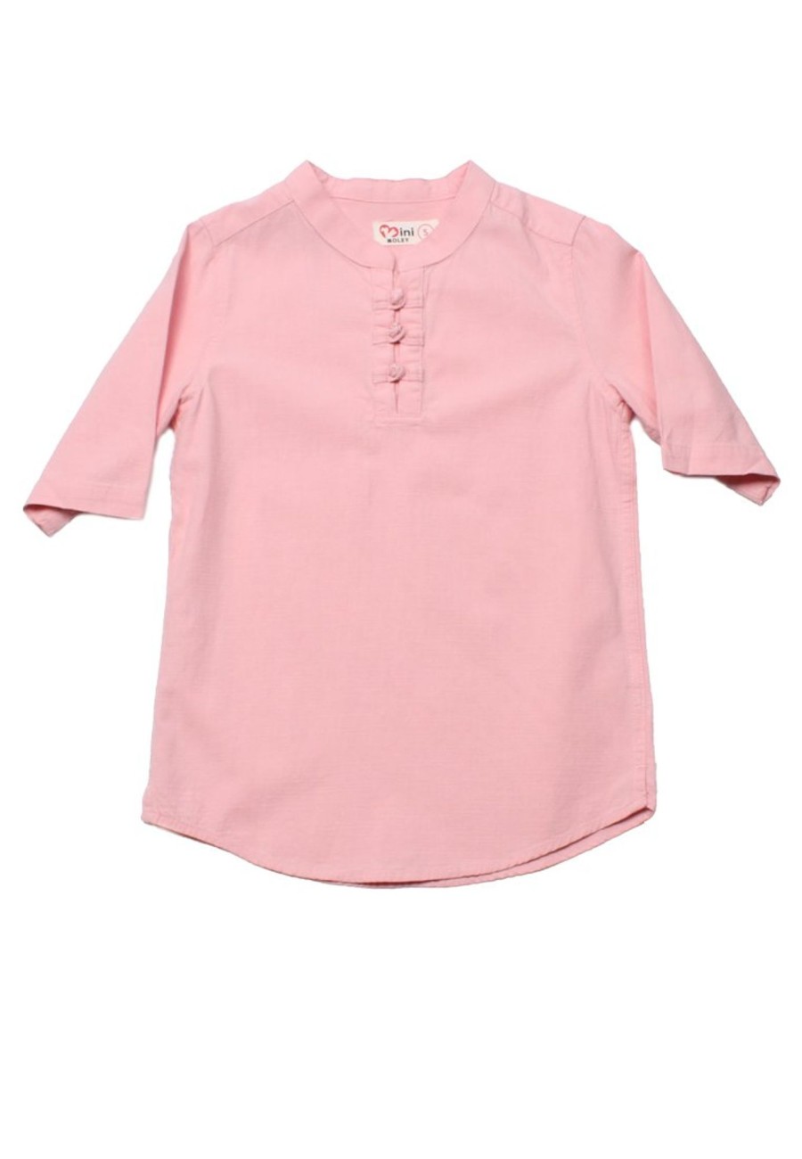 Matching Sets moleyapparels | Oriental Styled 3/4 Sleeve Shirt Pink (Boy'S Shirt)