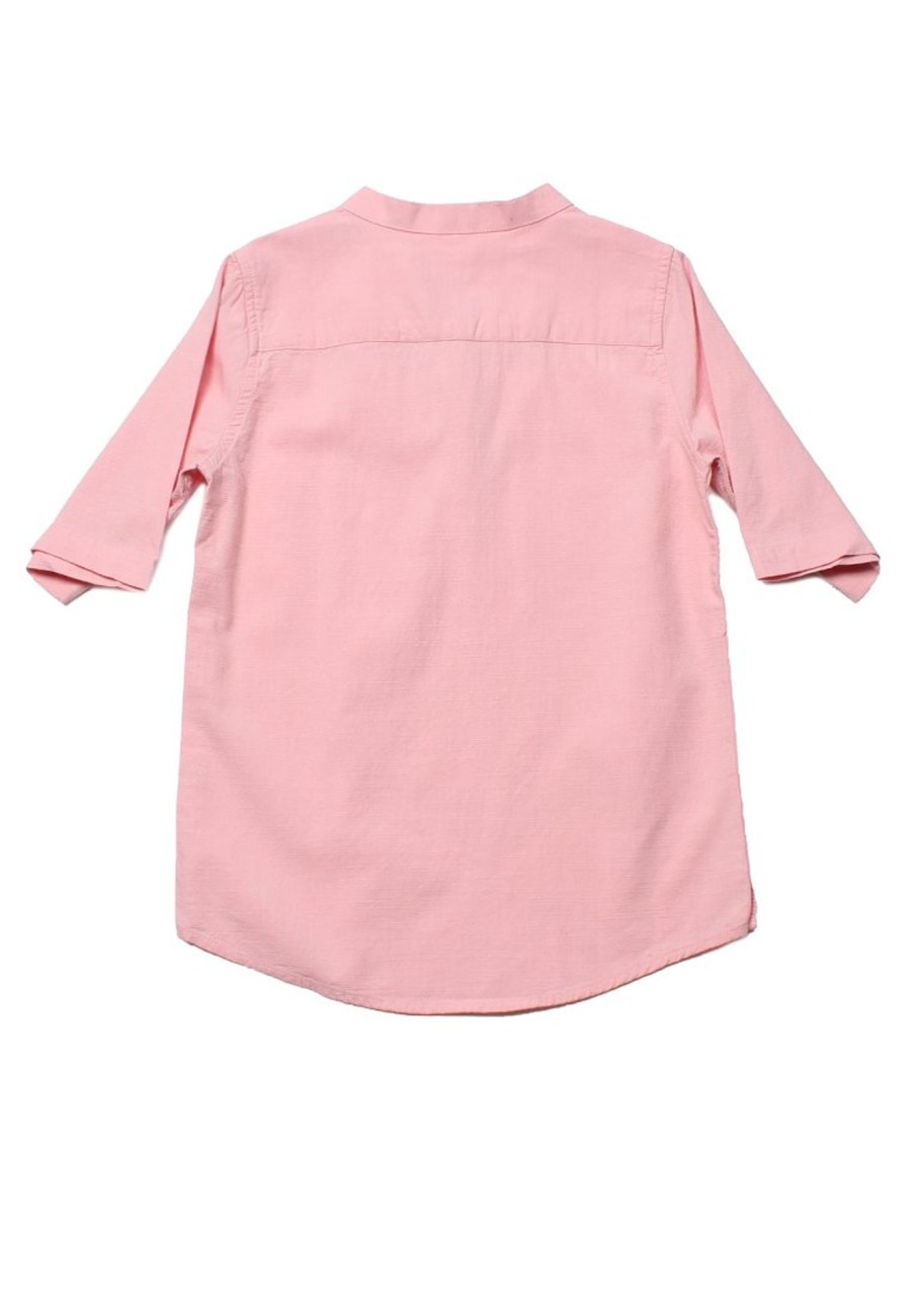 Matching Sets moleyapparels | Oriental Styled 3/4 Sleeve Shirt Pink (Boy'S Shirt)