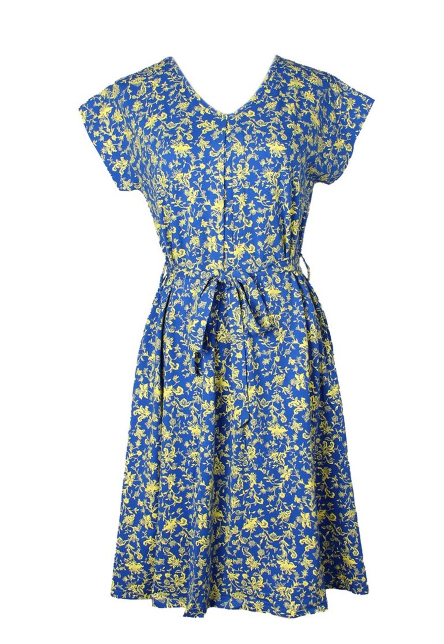 Matching Sets moleyapparels | Ditsy Floral Print Flare Dress Blue (Ladies' Dress)