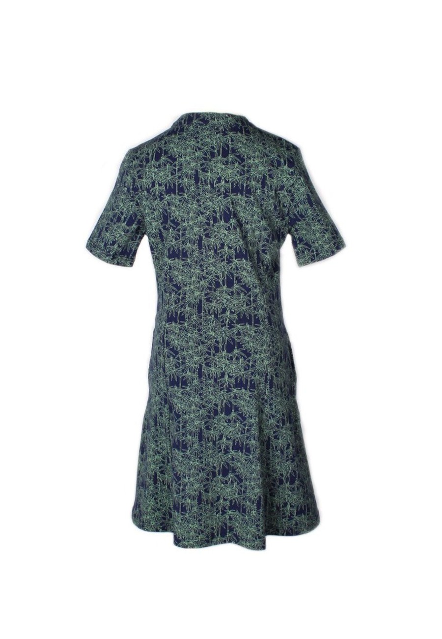 Matching Sets moleyapparels | Bamboo Print Half-Button Down Dress Navy (Girl'S Dress)