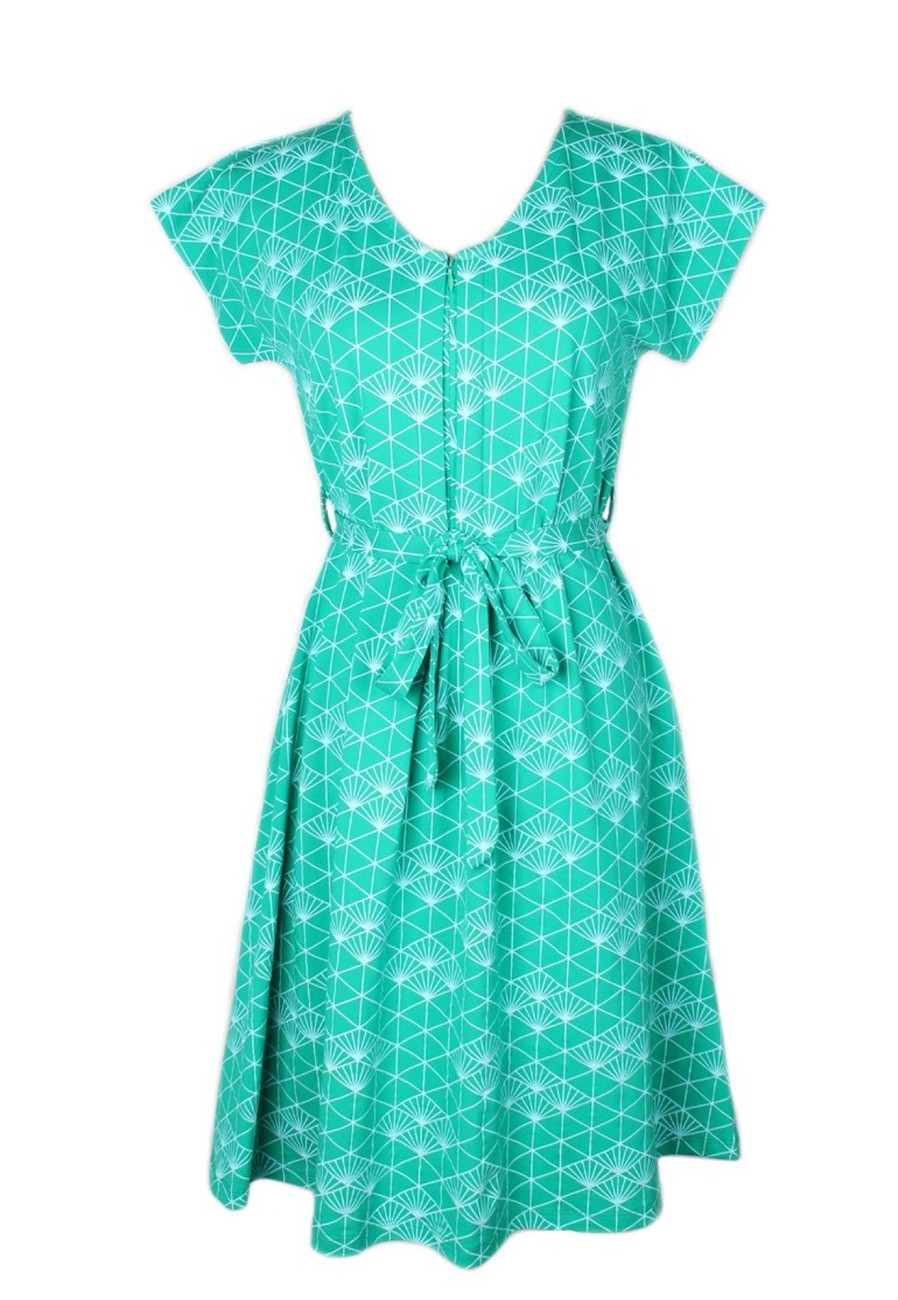 Ladies moleyapparels | Japanese Sunray Print Nursing Flare Dress Green (Ladies' Dress)