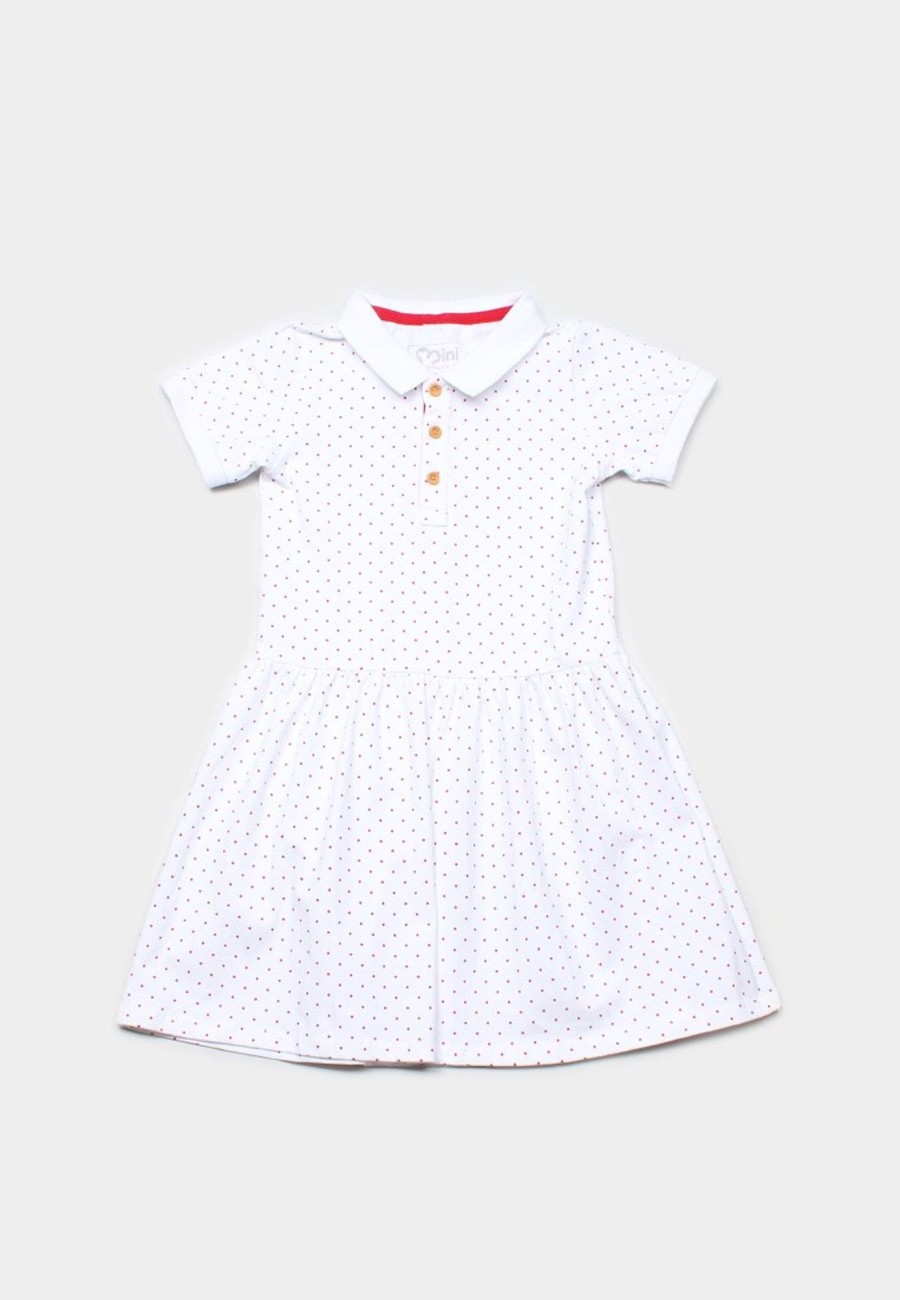 Matching Sets moleyapparels | Polka Dot Polo Dress White (Girl'S Dress)