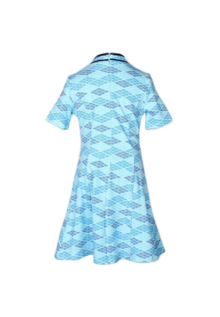 Matching Sets moleyapparels | Classic Motif Print Cheongsam Inspired Dress Blue (Girl'S Dress)