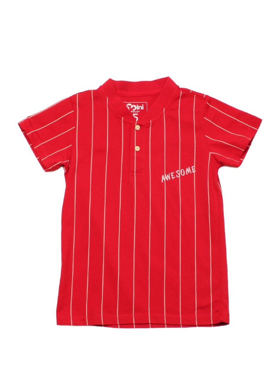 Matching Sets moleyapparels | Awesome Baseball Stripes Henley T-Shirt Red (Boy'S T-Shirt)