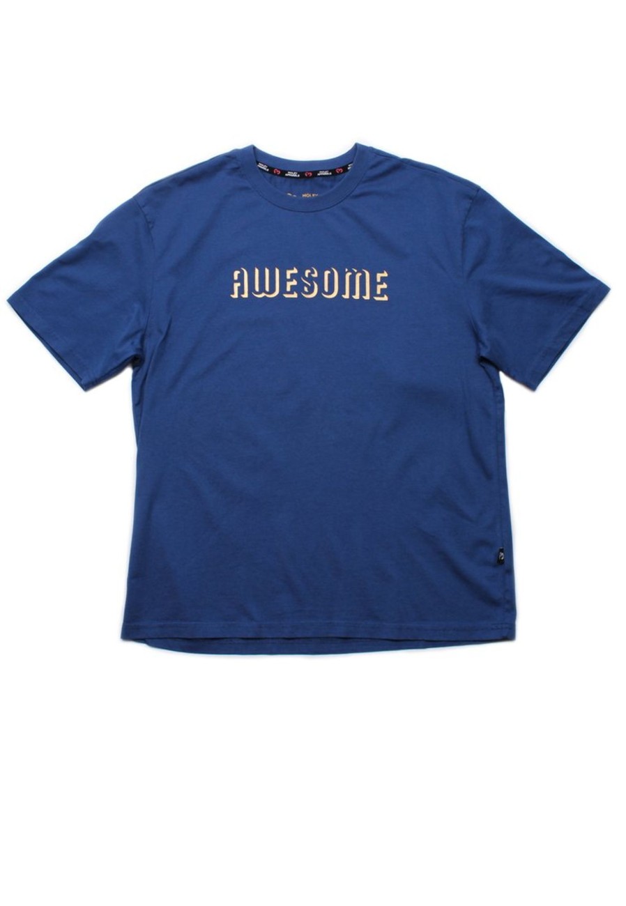 Men moleyapparels | Awesome Shadow Oversized T-Shirt Blue (Men'S T-Shirt)