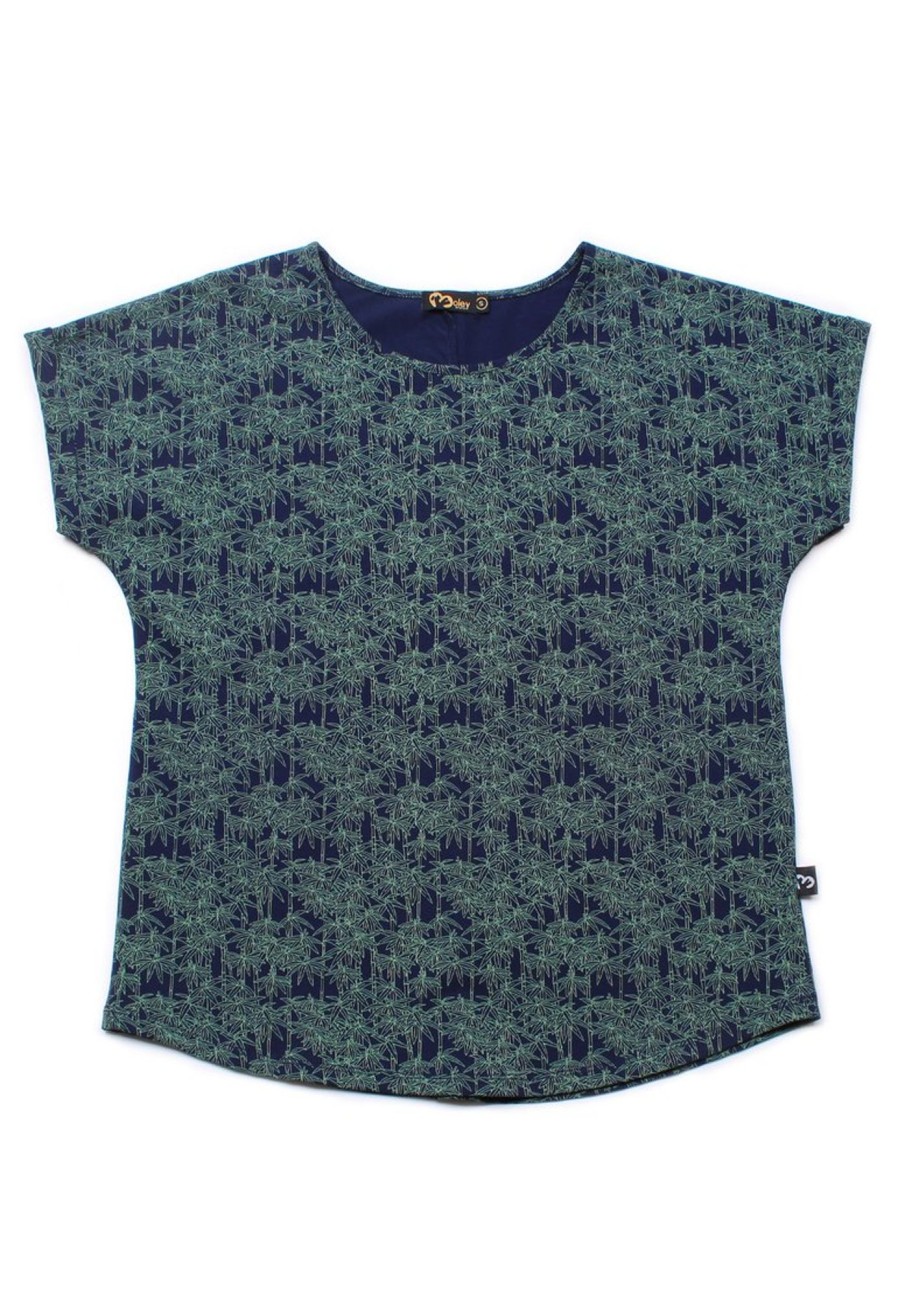 Ladies moleyapparels | Bamboo Print Blouse Navy (Ladies' Top)