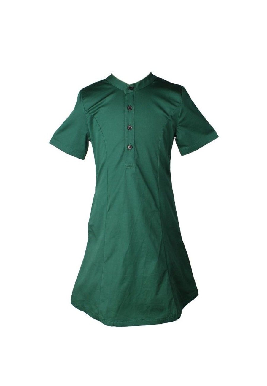 Matching Sets moleyapparels | Brushed Cotton Half-Button Down Dress Green (Girl'S Dress)