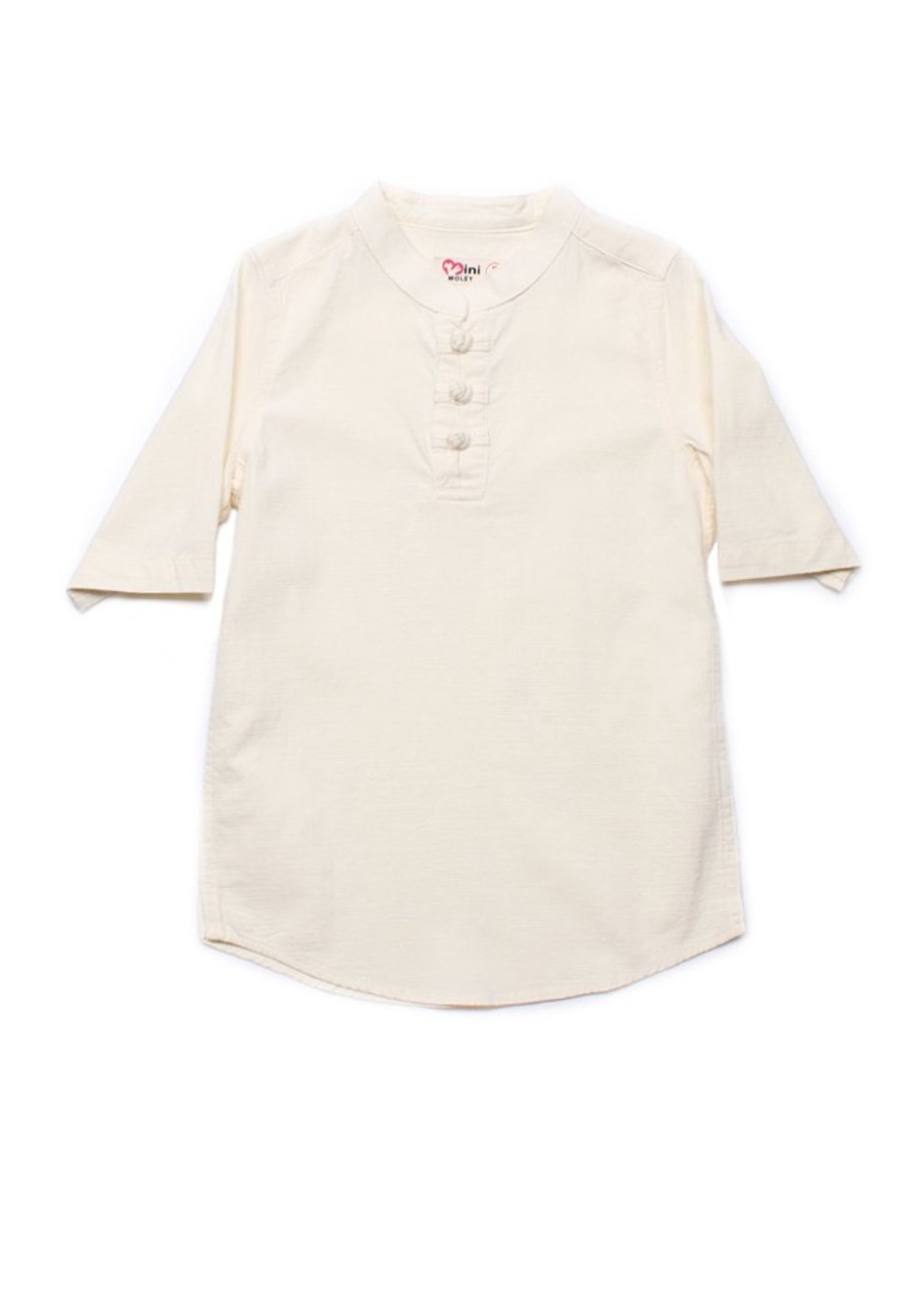 Matching Sets moleyapparels | Oriental Styled 3/4 Sleeve Shirt Cream (Boy'S Shirt)