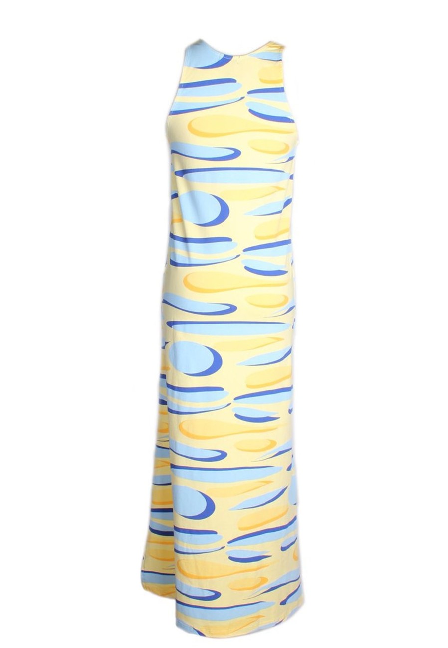 Matching Sets moleyapparels | Bubbles Print Maxi Dress Yellow (Ladies' Dress)