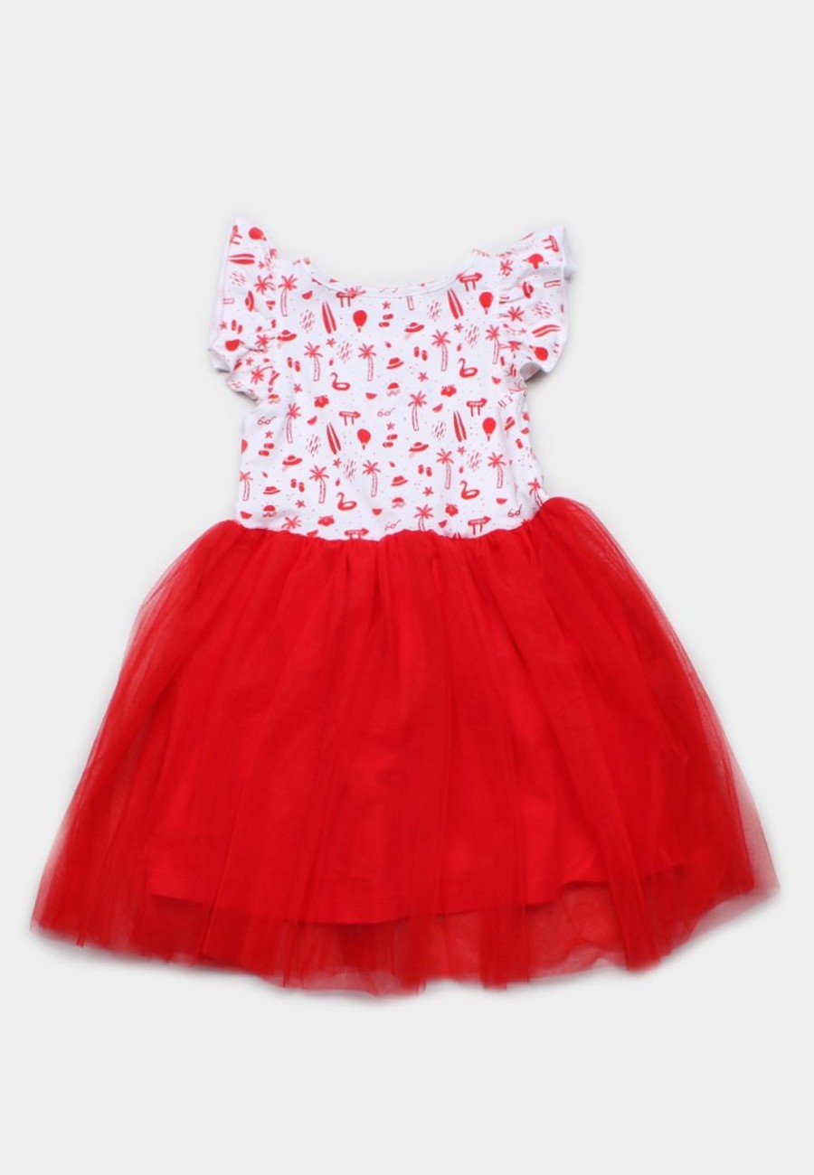 Matching Sets moleyapparels | Sunny Island Bubble Dress Red (Girl'S Dress)