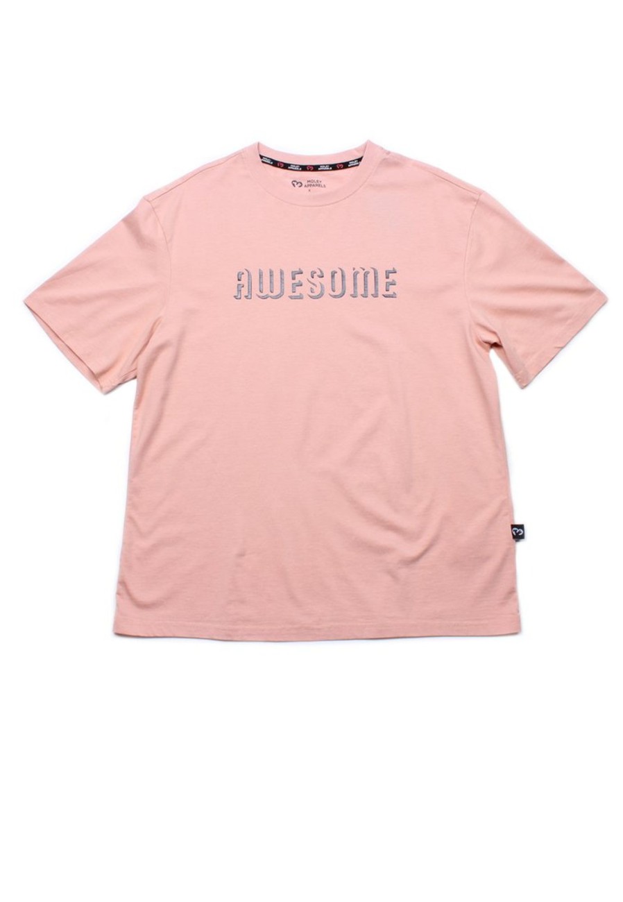 Men moleyapparels | Awesome Shadow Oversized T-Shirt Pink (Men'S T-Shirt)