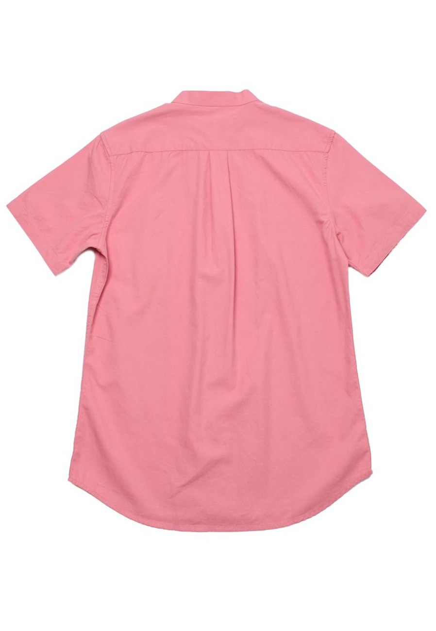 Men moleyapparels | Floral Print Pocket Mandarin Collar Short Sleeve Shirt Pink (Men'S Shirt)