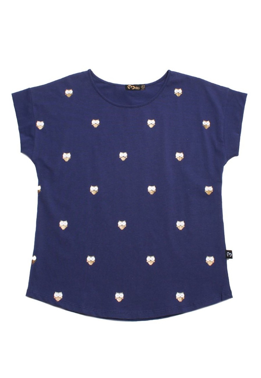 Ladies moleyapparels | Owl Print Blouse Navy (Ladies' Top)