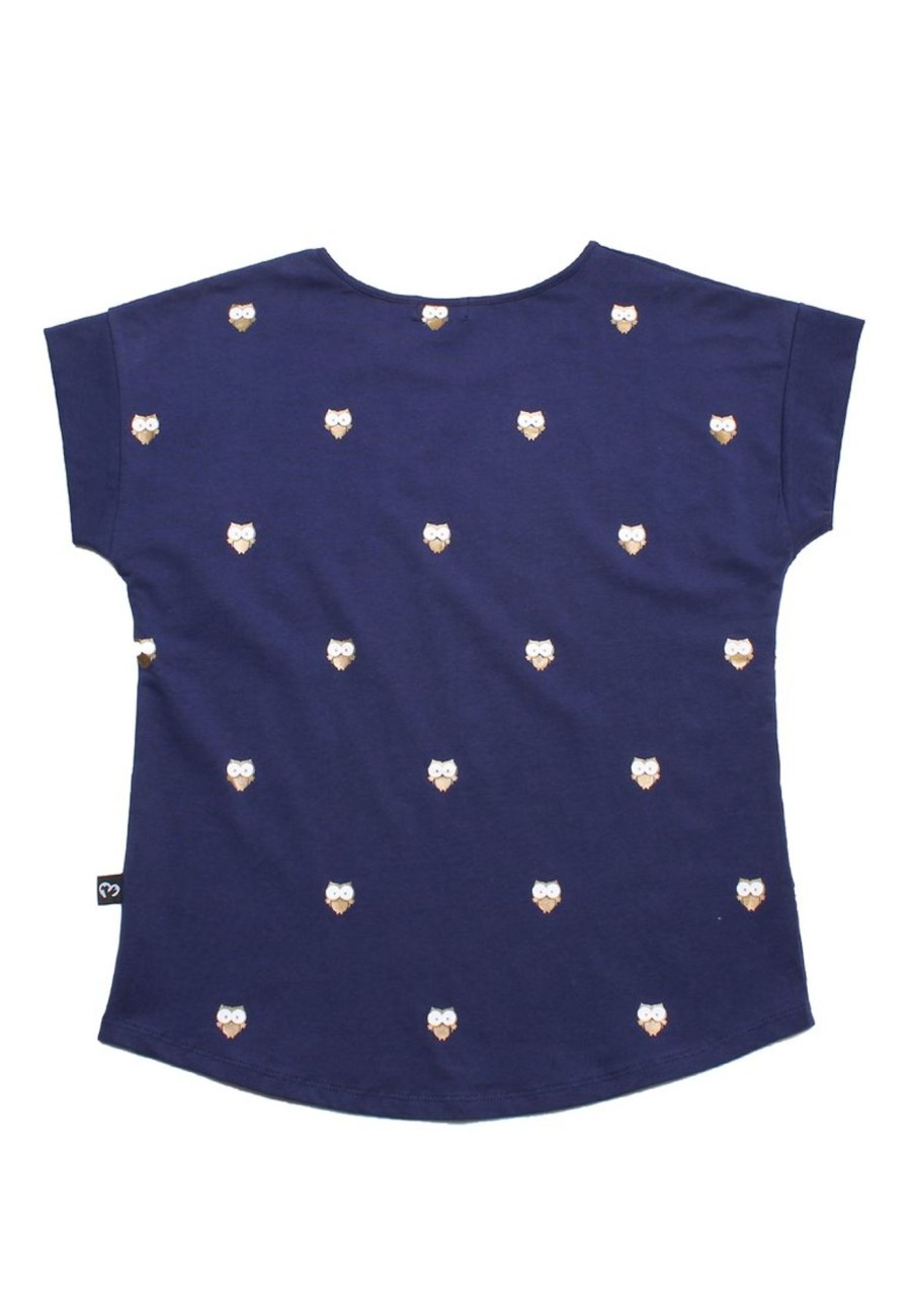 Ladies moleyapparels | Owl Print Blouse Navy (Ladies' Top)