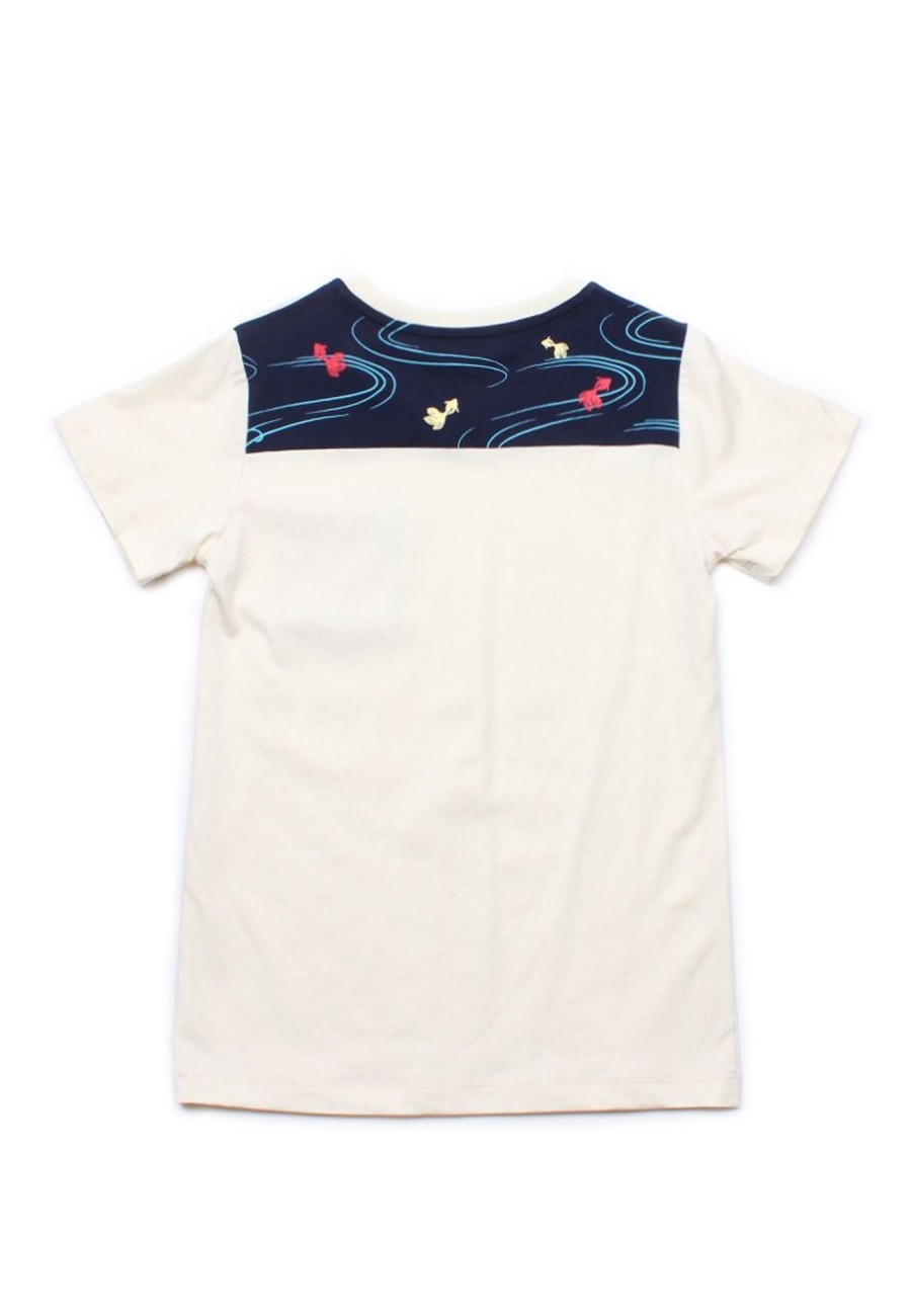 Matching Sets moleyapparels | Fish Print Panel T-Shirt Cream (Boy'S T-Shirt)