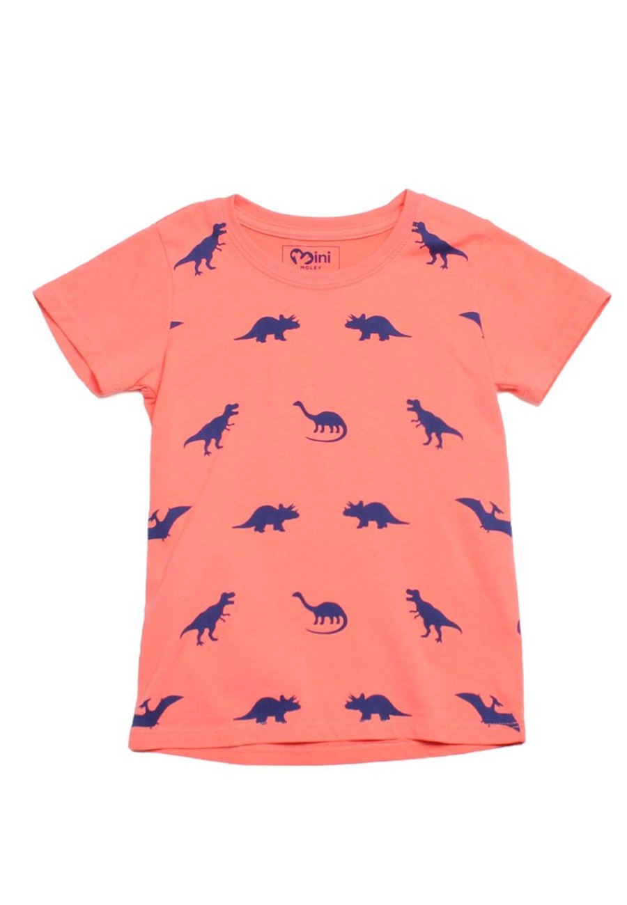 Boys moleyapparels | Dino Print T-Shirt Orange (Boy'S T-Shirt)