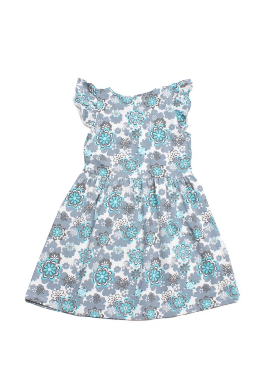 Girls moleyapparels | Floral Print With Ribbon Dress Blue (Girl'S Dress)